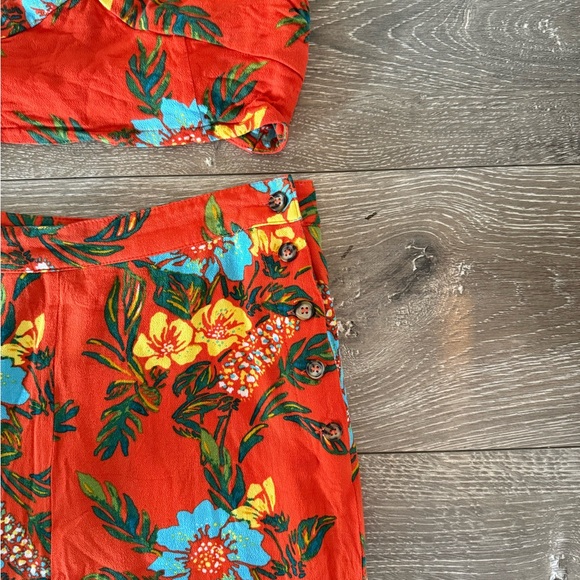 Free People Floral Orange Red Floral Two-Piece Set - Picture 3 of 8